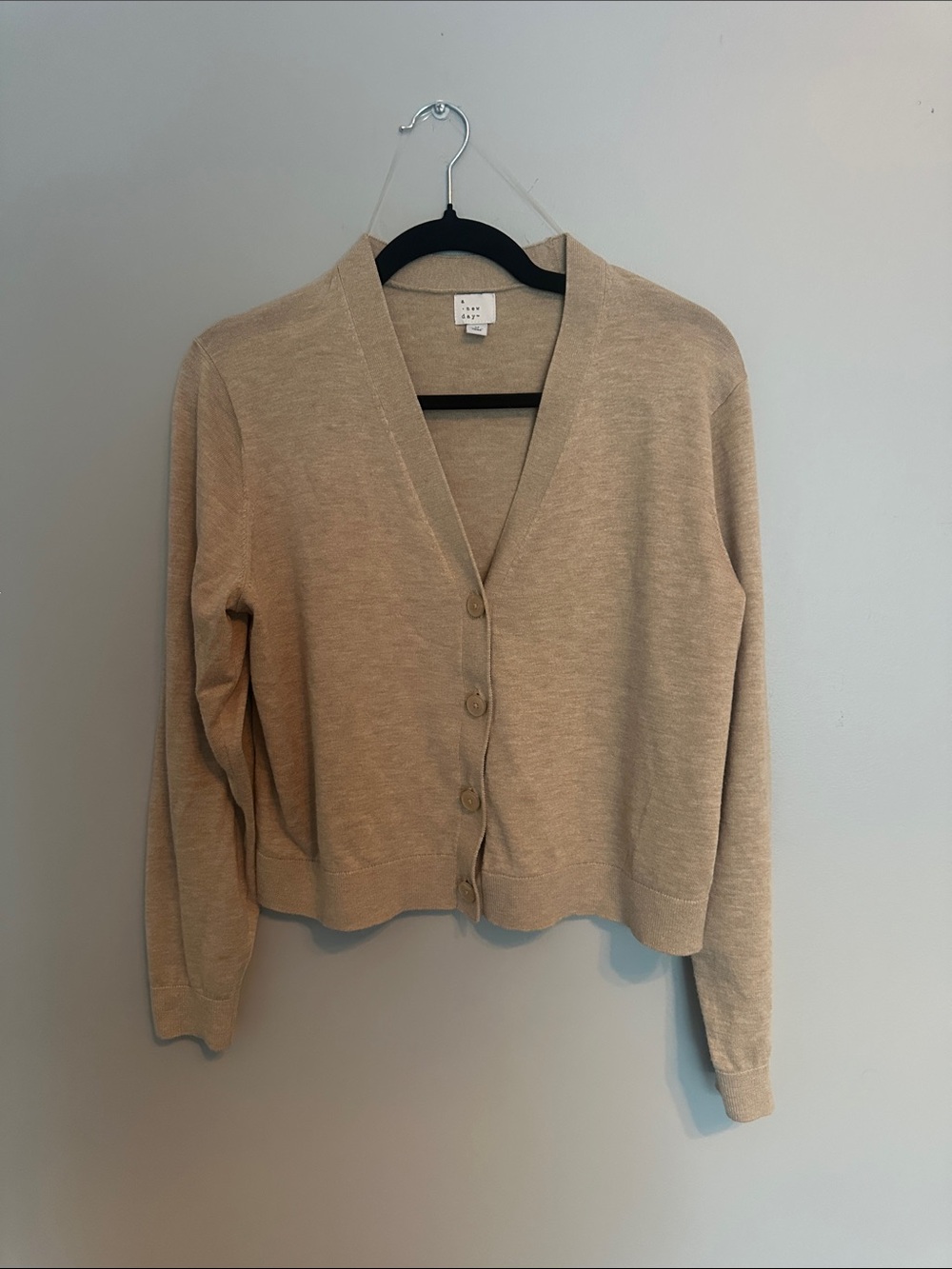 a new day Beige V-Neck Button Front Cardigan